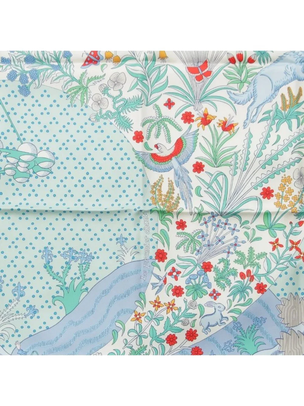 Hermes Carre 90 Silk le Premier Chant Song Of Beginnings Scarf Blue Multicolor